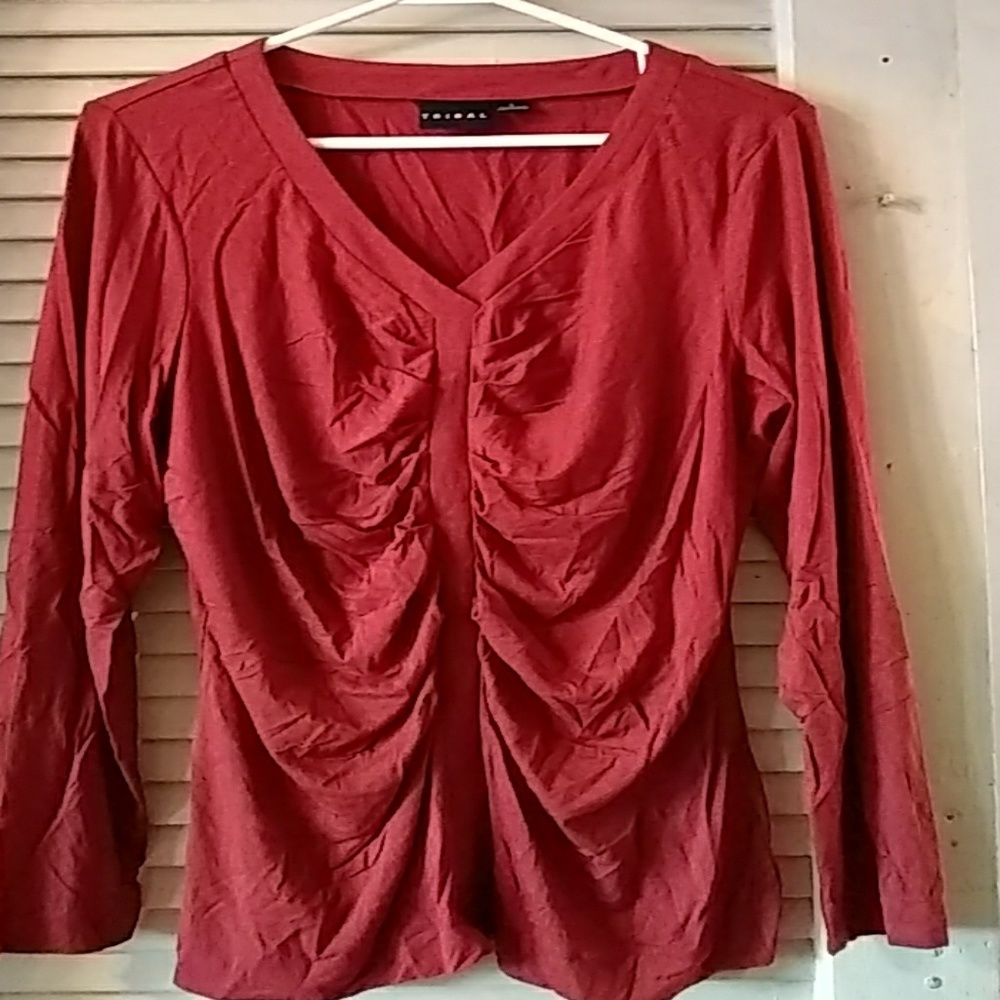 Tribal V Neck Rust Color NWOT Top